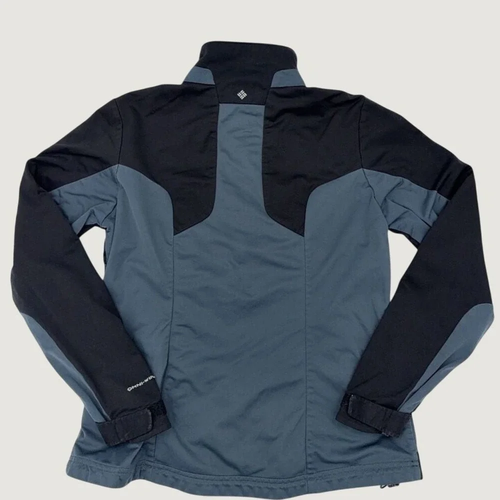 Columbia Softshell Jacket‎ M Omni-Wind Block Full Zip Outdoor Hiking Black Blue